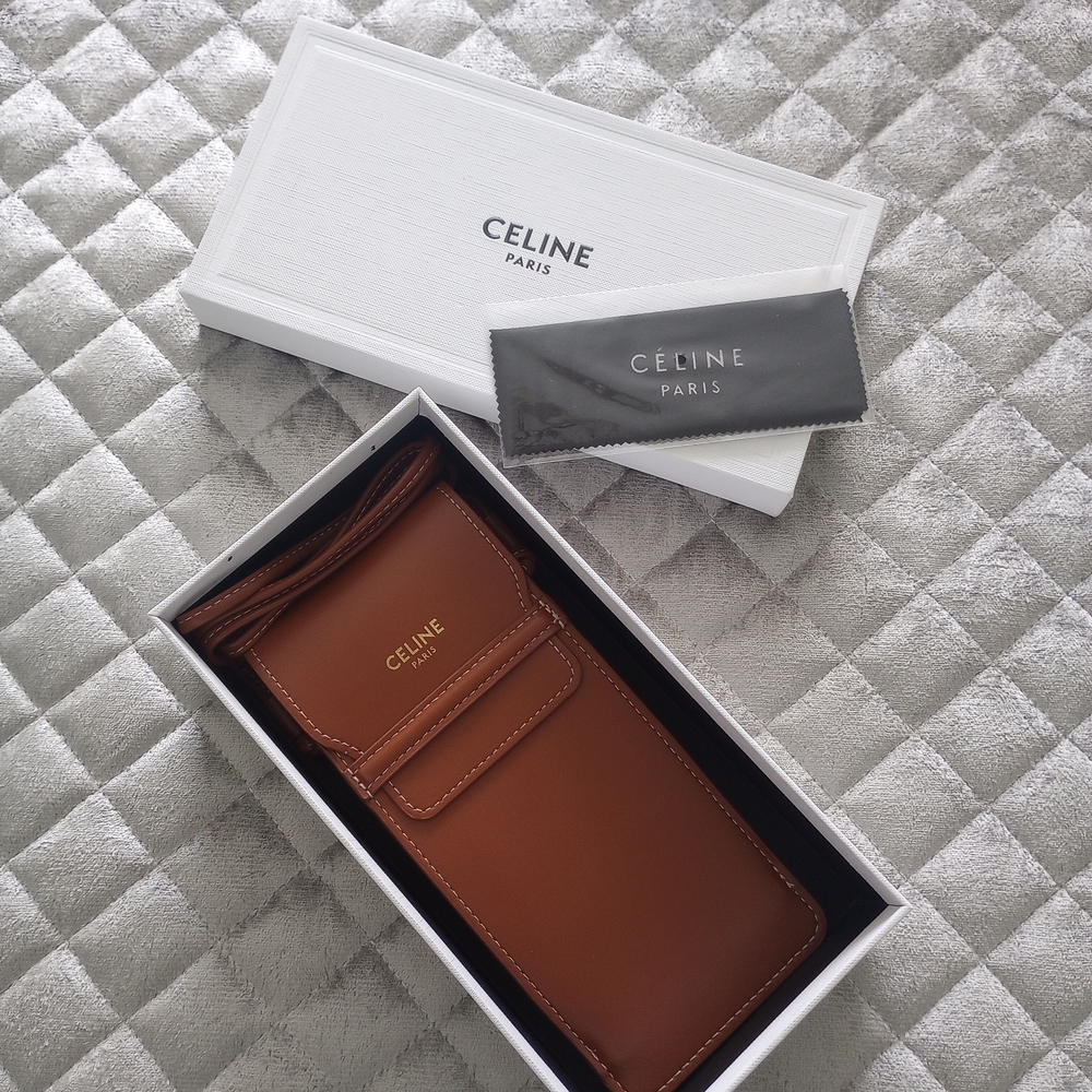 Celine Brown Faux Leather Glasses Case